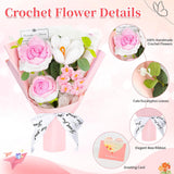 Crochet Flower Bouquet Handmade Crocheted Flowers - Elegant Rose, Tulip & Forget Me Not Set, Diy Home Decor, Wedding Gift, Mother’S Day Present, Spring Decoration