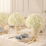 20Pcs White Hydrangea Artificial Flowers, Ivory Faux Hydrangea Flowers, Silk Flowers Heads With Stems, Fake Hydrangeas For Home Decor Wedding Party Centerpieces Diy Floral Arrangements