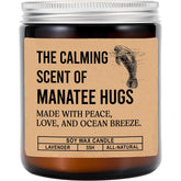 The Calming Scent Of Manatee Hugs Candle - Funny Manatee Hugs Jar Candle - Lavender & Mandarin Scented Soy Wax Candle, 8Oz