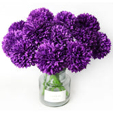 12 Pcs Artificial Flowers Purple Faux Ball Chrysanthemum Bouquet Flowers Wedding Bouquet For Home Garden Party Wedding Decoration