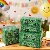 Birthday Wrapping Paper Boy Happy Gift Wrap Bag Party Decoration For Kids Gamer Thick Cute Pixel Style 17X29.5” 10 Sheets In A Roll Green