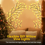 7.5 Ft Willow Vine Light Christmas Room Decor 144 Leds Artificial Plants Tree Branches Indoor Decorative With 8 Light Mo