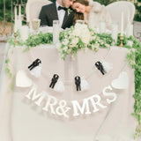 Mr and Mrs Banner for Wedding Reception, 2-Piece Bride and Groom Garland with Hearts and Tassels, Wedding Table Backdrop Decorations for Engagement Party