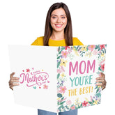 Large Happy Mother'S Day Greeting Card With Envelope 22 X 14 Inch, Huge Card Good Luck Gift Office For Mom, Giant Jumbo Guest Book, Signature Card Happy Mother Party Supplies Floral