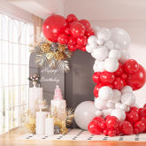 130Pcs Red And White Balloons Garland Arch Kit, 18 12 10 5 Inch Different Sizes Pack Red White Latex Balloon For Wedding Baby Shower Birthday Christmas Party Garland Decoration