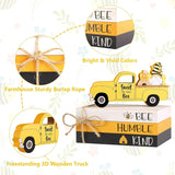 Bee Decor Wooden Book Stack Bumble Bee Decor Bee Humble Kind Sign Honey Bee Tiered Tray Decor Truck With Gnome Summer Decor Rustic Farmhouse Bee Decorations For Home Kitchen Table Bookshelf