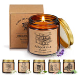 6 Pcs Christmas Book Lover Candle Gifts 3.5 Oz Book Lovers Gifts Reading Candle Scented Bookish Presents Rustic Bookshelf Soy Wax Jar For Bookworm Librarian Readers Writer Club Teacher Birthday