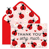 24 Pcs Ladybugs With Daisy Thank You Cards Greeting Cards With Envelopes Stickers Red Pink Blank Note Card For Wedding Business Graduation Bridal Baby Shower Birthday Party, 4 X 6 Inch
