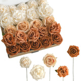 Artificial Flowers Box Set 5 Style Flowers For Diy Wedding Decoration Bouquet Table Centerpieces Aisle Arch Flower Decoration Bridal Shower Party Home Decor, Charming Terracotta