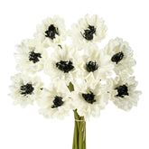 10Pcs White Poppies Flowers Artificial 12.9In Fake Poppies Anemone Pu Flower Stem For Wedding Floral Arrangement Home Table Vase Decoration