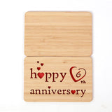 Wooden 6Th Anniversary Card,Handmade 6 Years Wedding Anniversary Greeting Cards,6Th Iron Anniversary Card For Her,Him,Husband,Wife