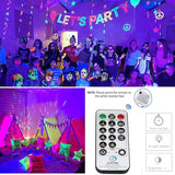 Black Light Curtain String Lights 10FT x 10FT 306 LED UV Glow Party Lights with Remote for Halloween Bedroom Decor