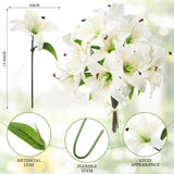 12 Pcs Artificial Tiger Lily Flowers Real Touch Easter White Latex Fake Lily Bouquet Faux Flowers For Easter Indoor Home Table Office Wedding Decoration
