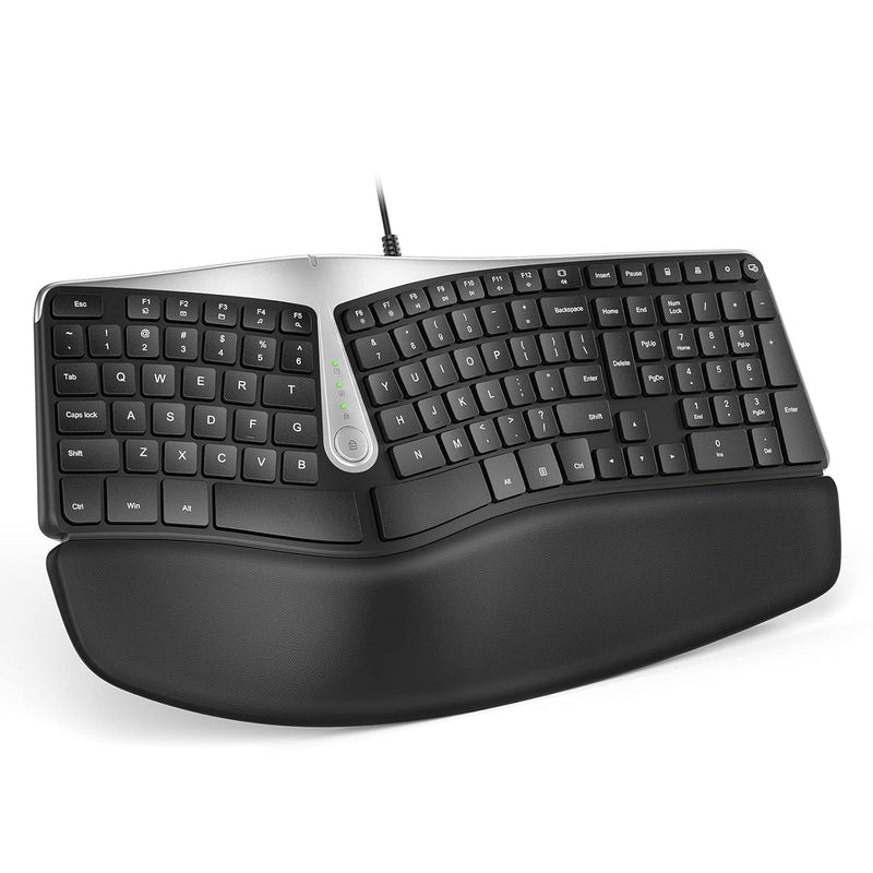 Ergonomic Keyboard, Wired Split Keyboard With Pillowed Wrist And Palm Support,