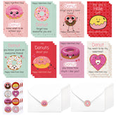 ?24 Pcs Valentine'S Day Cards With Envelopes And Stickers, Hearts And Donuts Themed Greeting Cards, Kids Classroom Exchange, Wedding Cards, Valentines Party Favorites, 8 Designs?