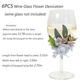 6Pcs Wine Cup Flower Set, Dining Tables, Plates Decorations?White Artificial Flowers Wine Cup For Wedding Ceremony Anniversary, Wedding Home Decor (White)