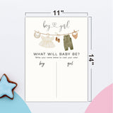 Qmb-B05: 11"X 15" Gender Reveal Signature Voting Sign, Baby Clothes Theme Guess He Or She Game For Baby Shower Party, Self-Standing Sign, Party Supplies Kit & Decorations