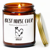 Nurse Gift For Women,Best Nurse Ever Candle, Thanksgiving Funny Gift For Nurse Week Appreciation Graduation Retirement,Christmas Nurse Practitioner, Rn Gifts For Women,Sandalwood Sectend Candle,7Oz