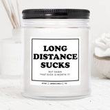 You Nique Designs Long Distance Candle, 7 Ounces, Long Distance Relationship Gifts, I Miss You Gift For Him, Deployment Gifts, White All Natural Soy Vegan Aromatherapy Candles (Mahogany Teakwood)