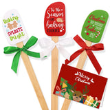 Set Of 3 Christmas Silicone Spatulas W/Merry Christmas Greeting Card, Food Grade Heat Resistant Scraper Connect Bamboo Handle, Classic Gingerbread Man Candy Cane Reindeer Xmas Cooking Baking Gifts
