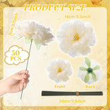 50 Pcs 5.5 Inches Peonies Artificial Flowers With Wire Branch Silk Realistic Blooming Fake Peonies Rose Bouquets For Wedding Table Centerpiece Diy Craft Party Home Decor(Beige)