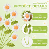 6Pcs Crochet Daisy Flower 16.5Inch Knitted Handmade Daisy Flowers Cotton Knitted Flowers For Indoor Outdoor Home Kitchen Office Table Garden Decorations (White)