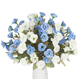 4 Pcs Fake Roses Artificial Flowers Bouquet Blue And White Mini Rose Heads Silk Flowers For Vase Centerpiece Table Wedding Party Bridal Shower Diy Home Indoor Outdoor Valentines Day Decor