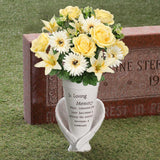 Set Of 2 Artificial Cemetery Flowers For Grave Yellow Cemetery Memorial Flowers For Cemetery Outdoor Grave Decorations Silk Flower Arrangements Rose Lily Gerbera Floral Flowers Bouquets