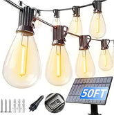 50FT Solar String Lights Waterproof 18+1 LED Shatterproof Patio Lights with USB Charging