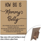 How Big Is Mommy'S Belly Rustic Baby Shower Gender Neutral Game Includes 8X10 Inch Kraft Standing Sign And 50 Guessing Cards, 3 Rolls 10 Feet Measuring Tape