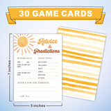 Prediction & Advice Game Set For Baby Shower - Watercolor Sunshine - 30 Double-Sided Fill In Style Game Cards For Gender Reveal, Baby Announcement, Party Favor & Supplies - B01