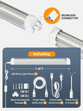 4 Pack LED Shop Lights 25W 3750LM 6500K Plug and Play Linkable T8 Tube Fixtures for Garage Workshop