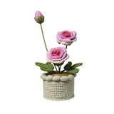 Handmade Knitted Flowers,Completed Crochet Flowers, Knitted Fake Roses, Gifts For Women, Teachers, Children, Home Decor,Desk Decor, Office Decoration.?Pink