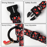 Valentine'S Day Dog Collar, Red Heart Dog Collars Female Or Male Adjustable Cotton Pet Collar With Quick Release Buckle For Small Medium Large Dogs,Xs