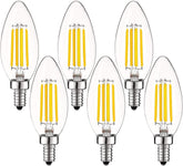 Vintage Candelabra LED Bulb 60W Equivalent 550LM 3000K Warm White E12 Base 6 Pack