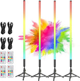 4 Pack 4FT Battery Powered RGB Tube Lights with Tripods Portable LED Light Wands for Video