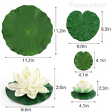 , 9 Pack Artificial Floating Foam Lotus Flower Decor Realistic Water Lily Pads Ornaments For Ponds Decoration