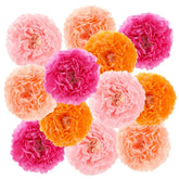 12 Pcs Tissue Paper Flowers, Large Handmade Artificial Flowers, Giant Floral Decorations, Multi-Layer Floral Orbs, Wedding Party Wall Decors, Reusable Backdrop Supplies