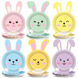 48pcs Easter Bunny Paper Plates Rabbit Tableware Decorations Spring Easter Bunny Shaped Dinnerware Set Rabbit Paper Plates Disposable 7 Inch Dessert Dinner Plates for Party Supplies Decoration