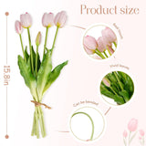 15Pcs Fake Tulips Artificial Flowers Real Touch Latex Bouquet Faux Tulips For Centerpiece Arrangements Wedding Party Home Décor (Light Pink)