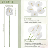 20 Pcs Artificial Anthurium Flowers 23.6 Inch Fake Anthurium Flowers For Diy Vase Bouquets Centerpiece Arrangements Wedding Bridal Shower Party Home Decor(White)