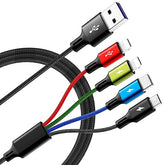 2 Pack 6FT 4 in 1 Braided Multi Charging Cable USB Fast Charger Cord for iPhone USB C Micro USB Tablets Samsung