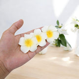 100Pcs 1.9'' White Hawaiian Plumeria Foam Flower Heads, Artificial Frangipani With Petal For Hair Clips, Lei Making Supplies, Hat Cap Ornament, Diy Floral Craft Decor, Spring Wedding Beach Party Home