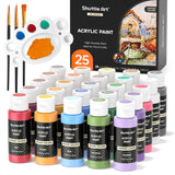 Acrylic Paint Set, 25 Vintage Colours, 2Oz/60Ml Bottles, Rich Pigmented, Premium Acrylic Paints For Artists, Beginners And Kids On Rocks Crafts Canvas Wood Ceramic