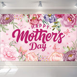 Mothers Day Decorations, Happy Mothers Day Backdrop Banner, Pink Flowers Mother's Day Photography Background for Mother's Day Indoor Outdoor Home Decorations