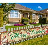 Large Vintage Merry Christmas Yard Sign Banner Unique Christmas Banner Decoration For Garden Yard Home Wall Window Xmas Party Supplies Decorations Christmas Backdrop (9.8 X 1.6 Ft)