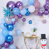 Blue Purple Balloon Arch, 120 Pcs Snowflake Balloon Garland, Metallic Retro Purple White Clear Snow Blue Star Foil Balloons For Birthday Winter Christmas Party Decoration