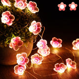 Cherry Blossom Flower String Lights 13FT 40 LED Pink Fairy Lights USB and Battery Operated Decorative Lights for Bedroom Indoor Outdoor Party Home Decor