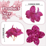 50Pcs Bougainvillea Artificial Flower Heads Hot Pink Silk Fake Flowers Bulk For Crafts Diy Wedding Corsage Cake Decor(Hot Pink)