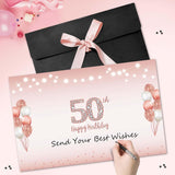 Large 50Th Birthday Card With Envelope, Happy 50Th Birthday Decorations For Women, 1976 Jumbo Birthday Greeting Card, Fifty Birthday Gifts For Her, Rose Gold